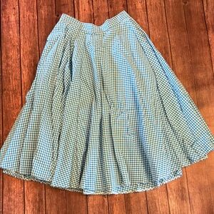 Vivien of Holloway Blue Gingham Circle Skirt Sz W30